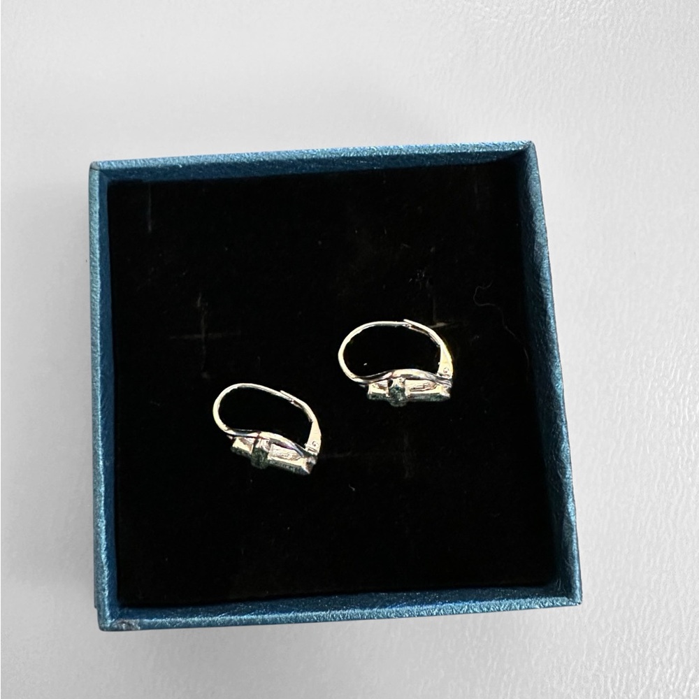 Sterling Silver Cross Hoop Earrings CUOKA 925 Leverback Minimalist Religious - Picture 3 of 8